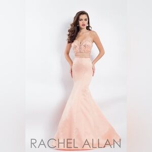 🌟Host Pick🌟Peach Rachel Allan Two Piece Sequined Gown
